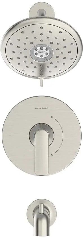 American Standard Aspirations Brushed Nickel Tub and Shower Trim Kit with Water-Saving Showerhead and Lever Handle-2
