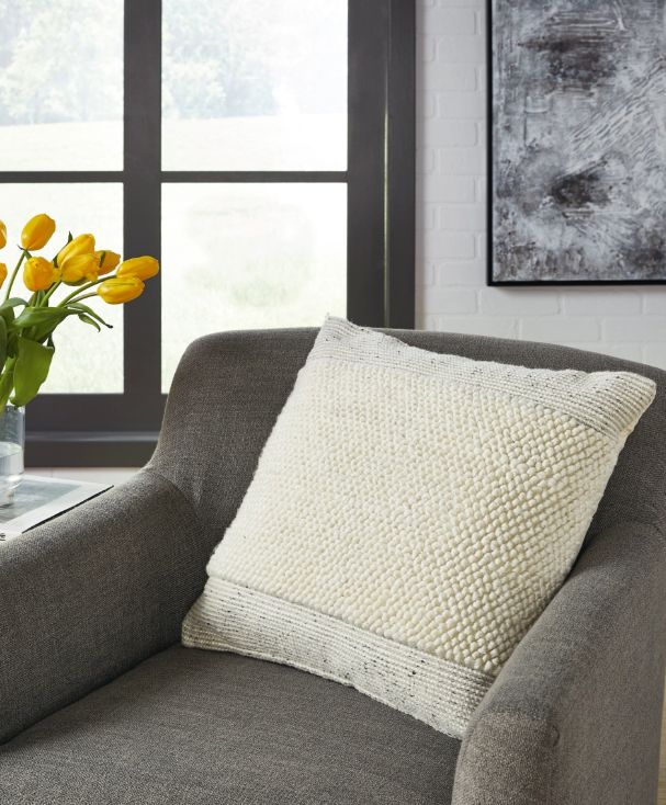 Signature Design by Ashley® Rowcher Gray/White Throw Pillow-3