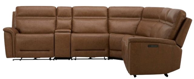 Liberty Furniture Cooper 6-Piece Camel Leather Power Reclining Curved Sectional-3