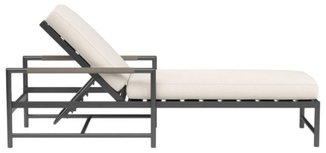 Sunset West Pietra Stone Gray Aluminum/Olefin Rope Outdoor Chaise Lounge with Echo Ash Cushion-1