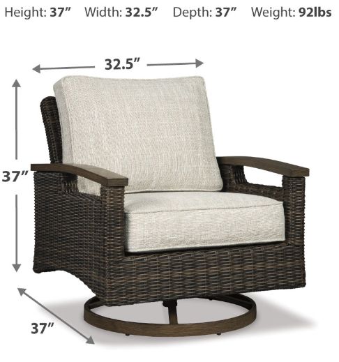 Signature Design by Ashley® Paradise Trail 2-Piece Medium Brown Aluminum/Resin Wicker Outdoor Swivel Lounge Chair Set-4