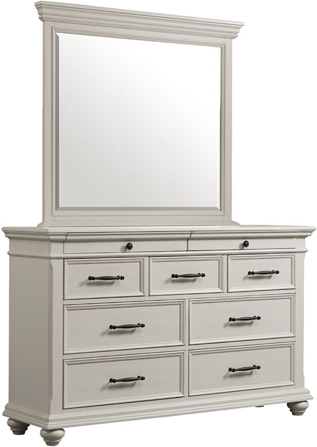 Elements International Slater Antique White Dresser and Mirror-0