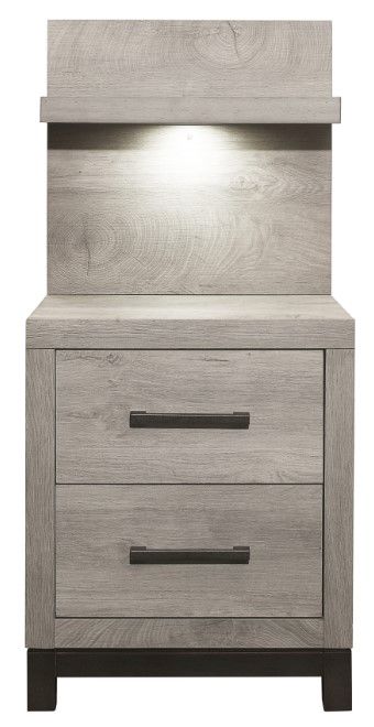 Homelegance® Zephy Light Gray Nightstand with Wall Panel-2