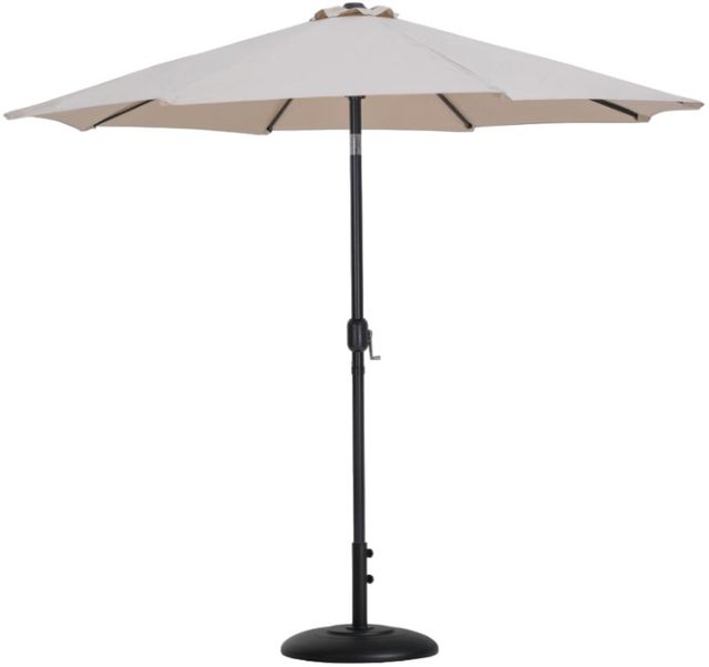 Meridian Furniture Fiji Beige/Matte Black Aluminum Outdoor Patio Umbrella and Round Base-0