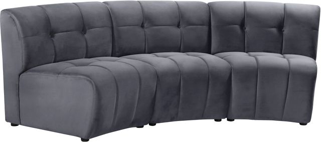 Meridian Furniture Limitless 3-Piece Grey Velvet Modular Sectional-2
