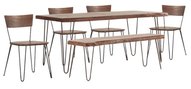 Home Trends & Design Vail Walnut Dining Table with Antique Zinc Base-2