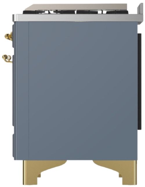 Ilve® Majestic III 48" Blue Gray Pro Style Dual Fuel Natural Gas Range with Solid Door and Brass Trim-3