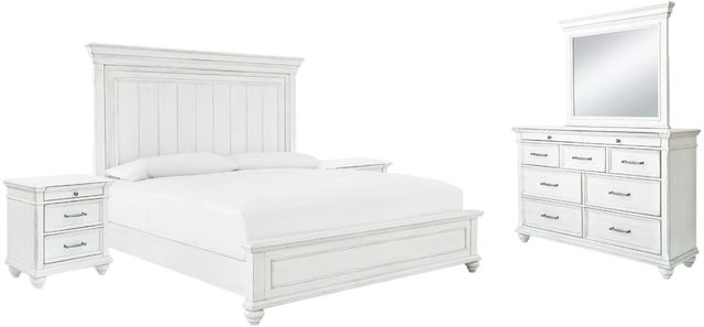 Benchcraft® Kanwyn 5-Piece Whitewash King Panel Bed Set-0