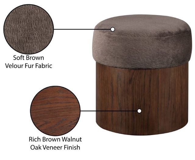 Meridian Furniture Nimes Brown/Walnut Velour Fur Ottoman-4
