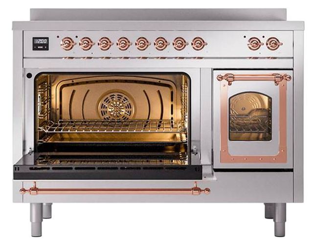 Ilve® Nostalgie II Noblesse 48'' Stainless Steel Pro Style Induction Range with Copper Trim-3