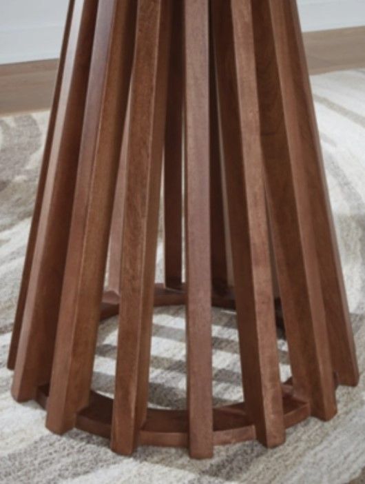Signature Design by Ashley® Kallari Black Round End Table with Warm Brown Base-2