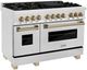 ZLINE Autograph Edition 48" Satin Stainless Steel Pro-Style Dual Fuel Range with Two Electric Ovens and Champagne Bronze Accents-3