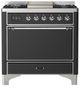 Ilve® Majestic III 36" Graphite Matte Pro Style Dual Fuel Natural Gas Range with Solid Door and Chrome Trim-0