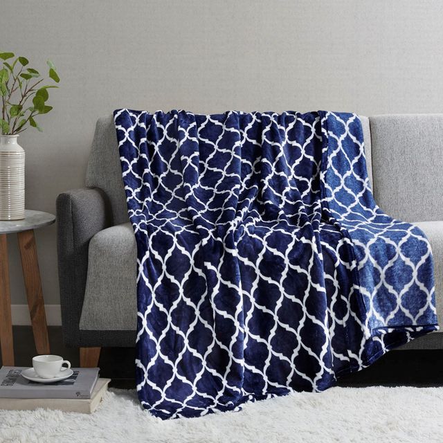 Olliix by Madison Park Ogee 1 Navy Oversized Throw-1