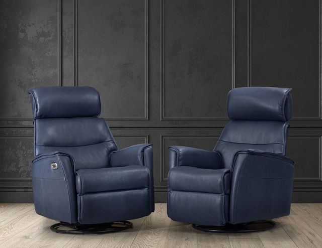 Via Furniture 91 Blue Power Swivel Rocker Recliner-1