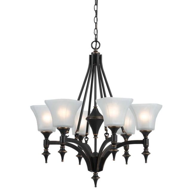 Cal® Lighting & Accessories Rockwood 6-Light Dark Bronze Chandelier-0