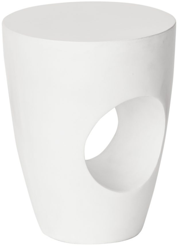 Moe's Home Collection Aylard Cream White Fiberstone Outdoor Stool-1
