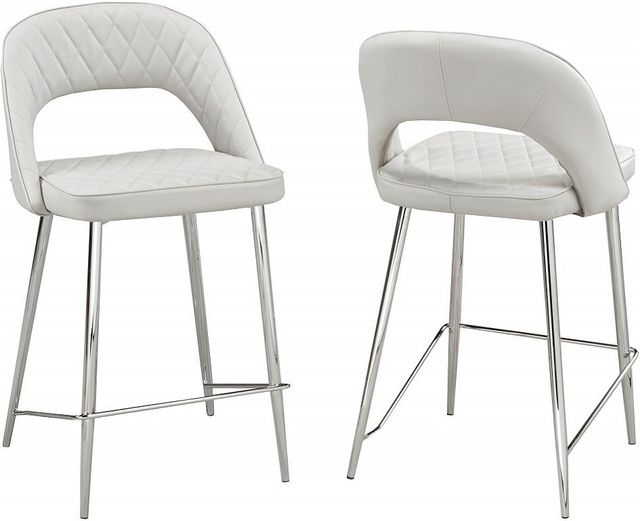 Brassex Inc. Walden 2-Piece Chrome/Grey Counter Stool Set-2