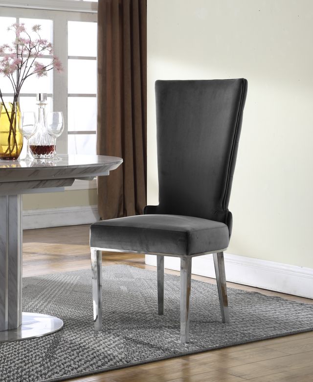 Meridian Furniture Serafina Gray Velvet Dining Chair-3