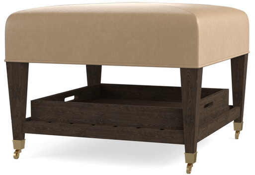 Bassett® Furniture Kara Leather Ottoman with Tray-1