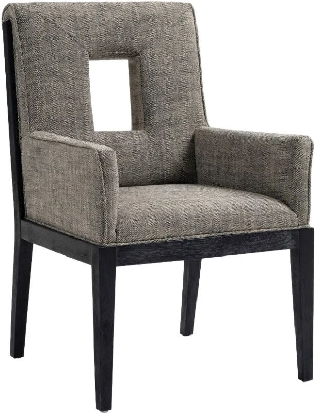 Meridian Furniture Gwendolyn Gray/Black Linen Textured Upholstered Dining Chair-0