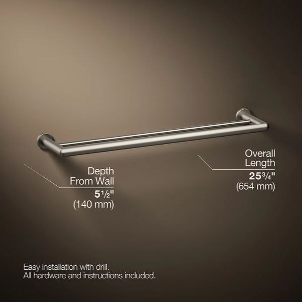 KOHLER® Kumin™ Vibrant Brushed Nickel 24" Double Towel Bar-2