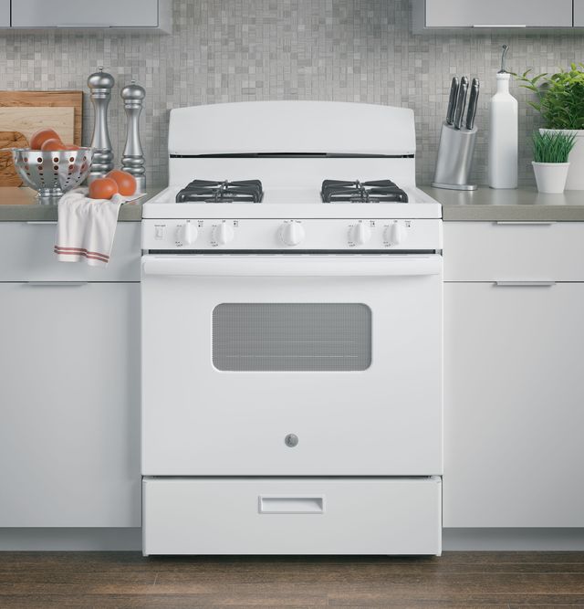 GE® 30" White Freestanding Gas Range-5