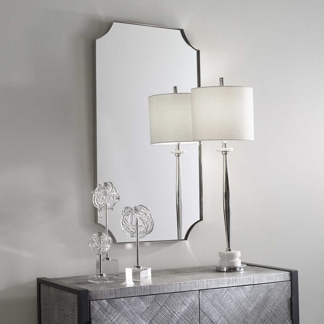 Uttermost® Lennox Polished Nickel Scalloped Corner Mirror-1