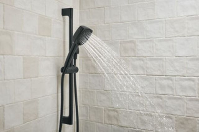 Peerless Ezra® Matte Black Slide Bar with Hand Shower-2