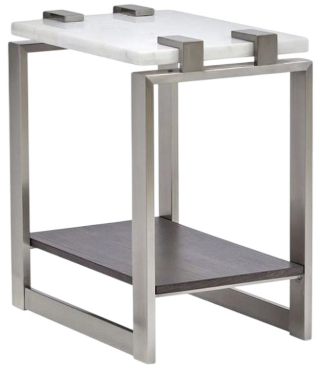 Magnussen Home® Paradox Pearl White Rectangular Accent Table with Platinum Frame -0