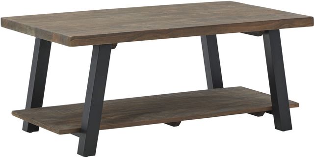 Signature Design by Ashley® Chanzen Brown Coffee Table with Black Metal Legs-0