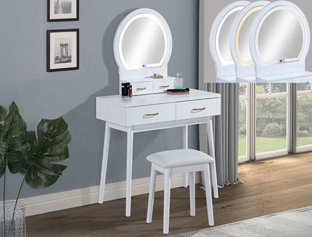 Crown Mark Cecilia 3-Piece White Vanity Set-7