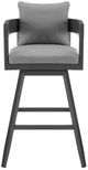 Armen Living Menorca Gray Aluminum/Fabric Outdoor Swivel Counter Stool-1