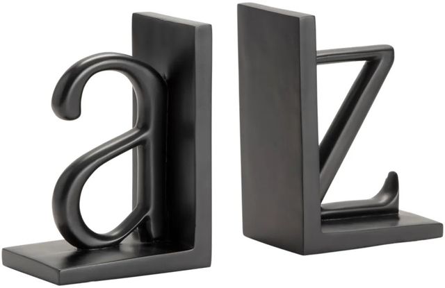 Crestview Collection A to Z Black Bookend Pair-1