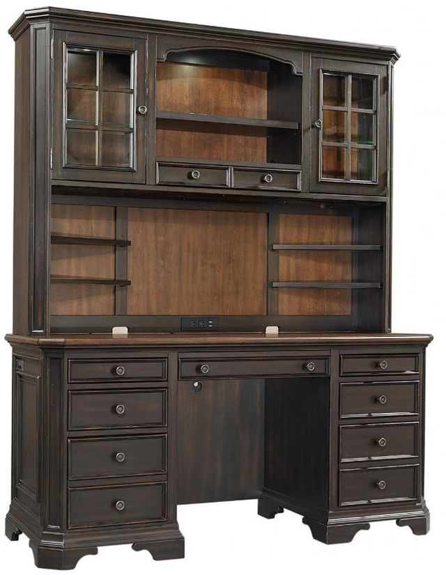 aspenhome® Hampton Black Cherry 67" Credenza and Hutch-0