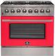 FORNO® Galiano 36" Stainless Steel Pro Style Dual Fuel Range with Red Door-0