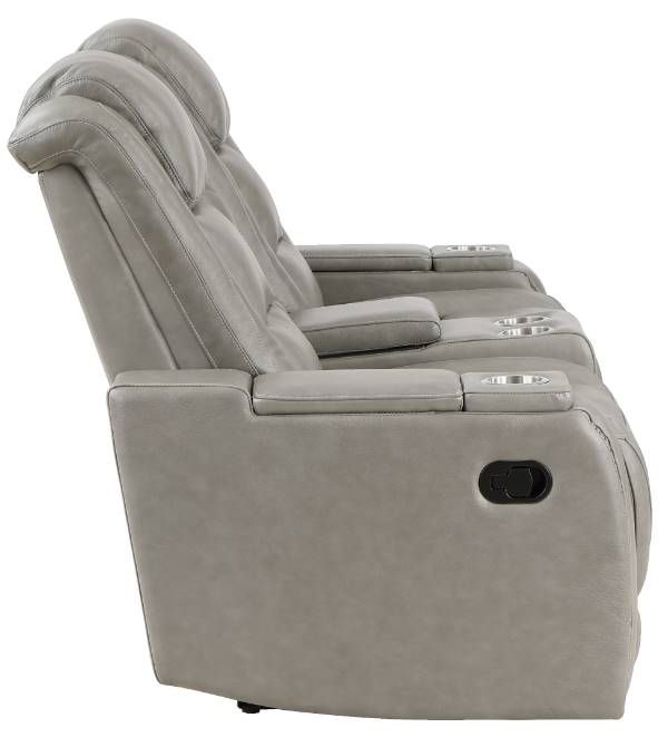 New Classic® Home Furnishings Breckenridge Light Gray Dual Manual Reclining Loveseat-2