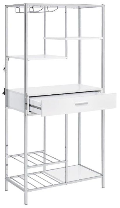 Coaster® Figueroa Silver/White 5-Shelf Wine Cabinet-4