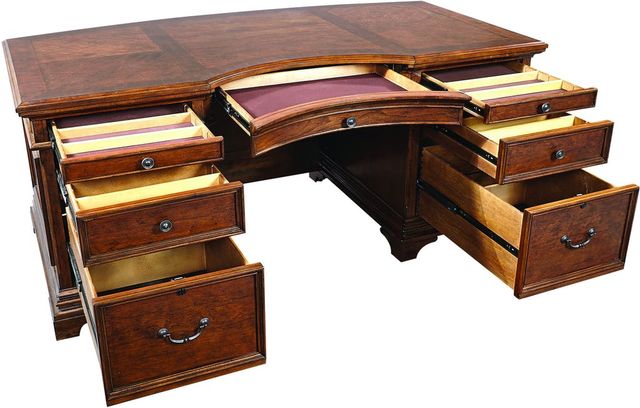 aspenhome® Hawthorne Brown Cherry 66" Curved Executive Desk-3