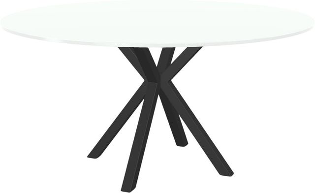 Amisco Customizable Asterisk 60" Round Dining Table with 0.5" White Glass Top-0