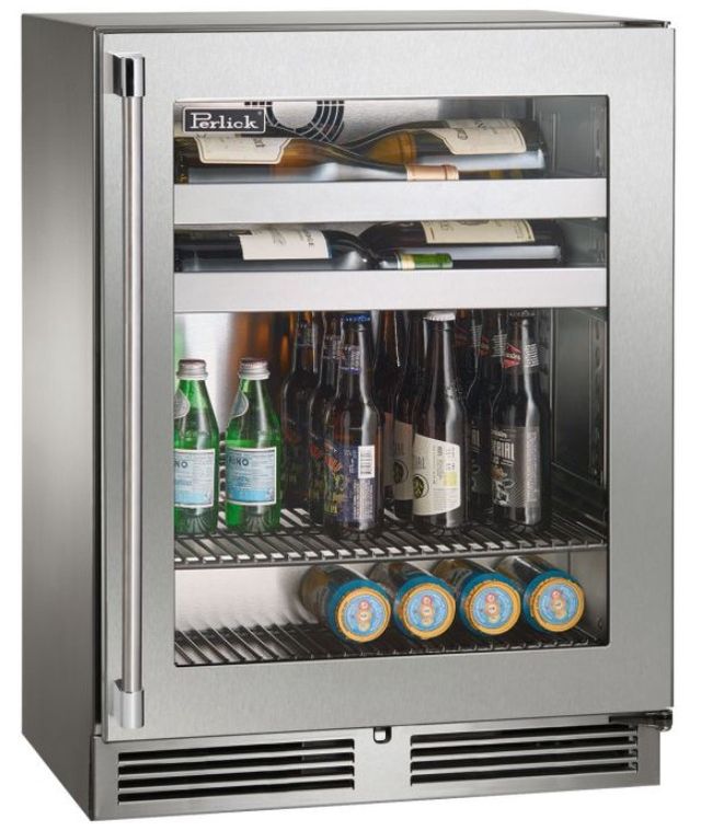 Perlick® Marine & Coastal Series 24" 3.1 Cu. Ft. Stainless Steel Solid Door Built-In Beverage Center-0