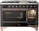 Ilve® Majestic III 48" Glossy Black Pro Style Dual Fuel Natural Gas Range with Triple Glass Door and Copper Trim-3