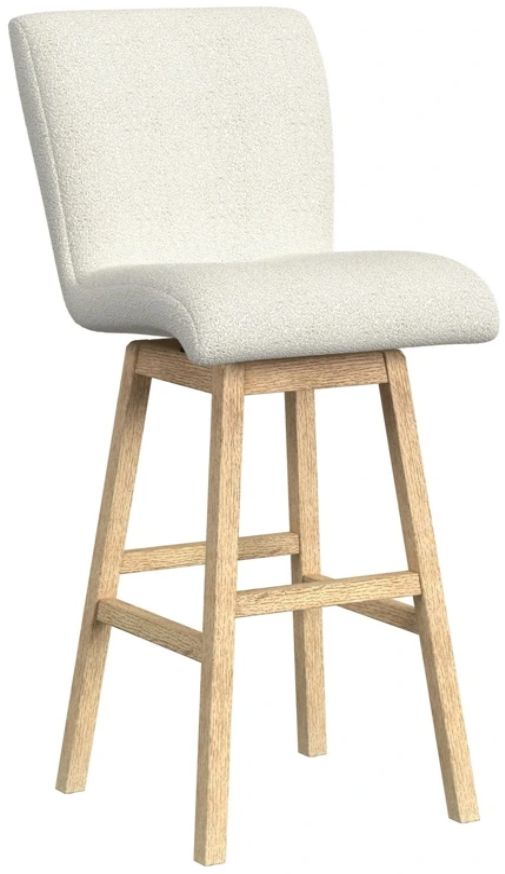 Elements International Cambrie Beige/Natural Upholstered Swivel Bar Stool-0
