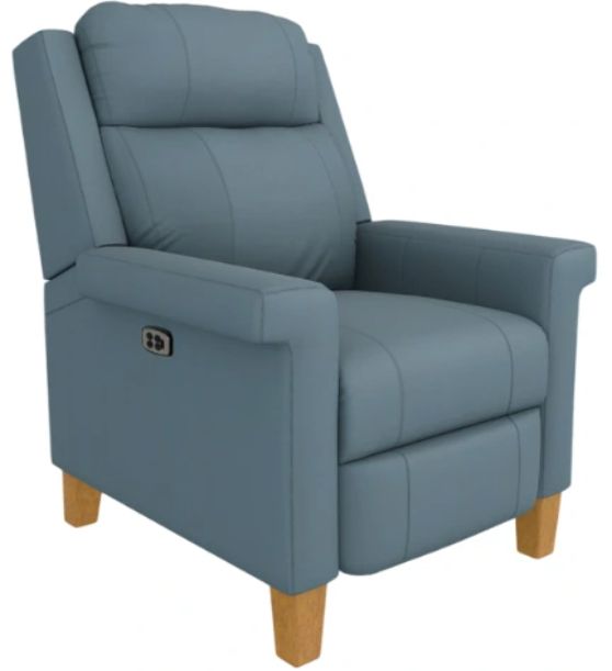 Best® Home Furnishings Customizable Prima Leather Power High Leg Recliner with Tilt Headrest and Honey Birch Legs-0