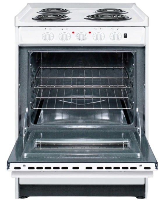 Summit® 24" White Slide-In Electric Range-1