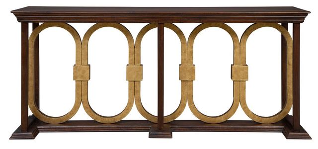 Furniture Classics Everly Brown Console Table with Gold Accent-1