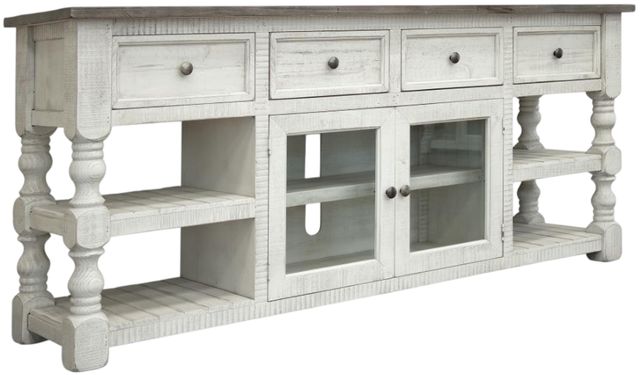 International Furniture Direct Stone Weathered Gray/White 80" TV Stand-0