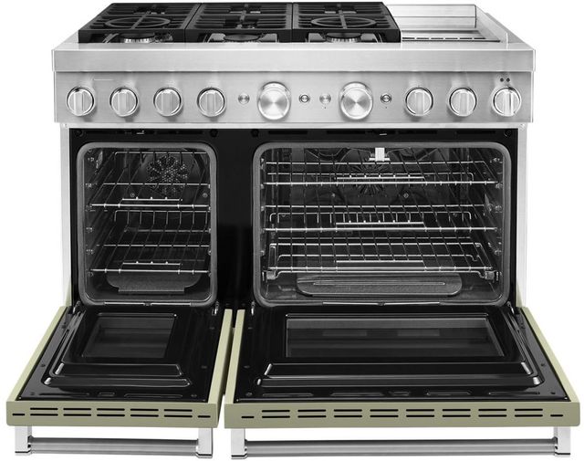 KitchenAid® 48" Avocado Cream Commercial-Style Pro Style Dual Fuel Range with Griddle-1