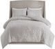 Olliix by Madison Park 3 Piece Grey/White Full/Queen Veronica Tufted Cotton Chenille Floral Duvet Cover Set-0