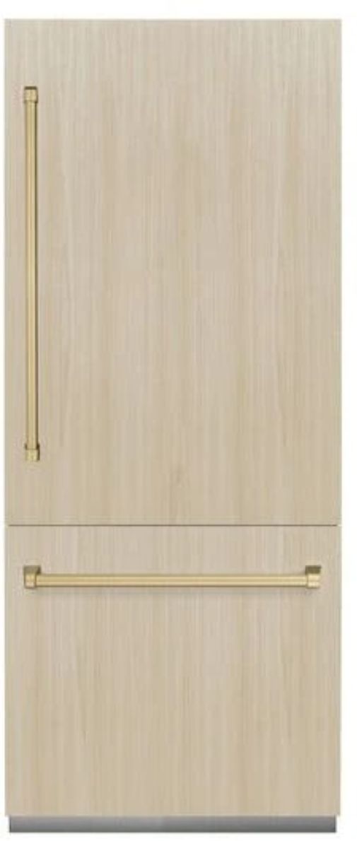 ZLINE Autograph Edition 36" 19.8 Cu. Ft. Panel Ready Built In Bottom Freezer Refrigerator with Champagne Bronze Accents-0